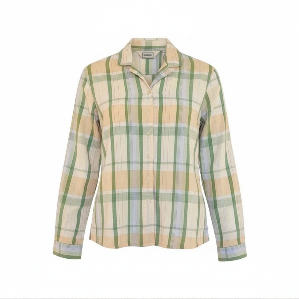 VTG‎ 90s LL Bean Women Plaid Long Sleeve Button Down Shirt Top Cotton Size Small